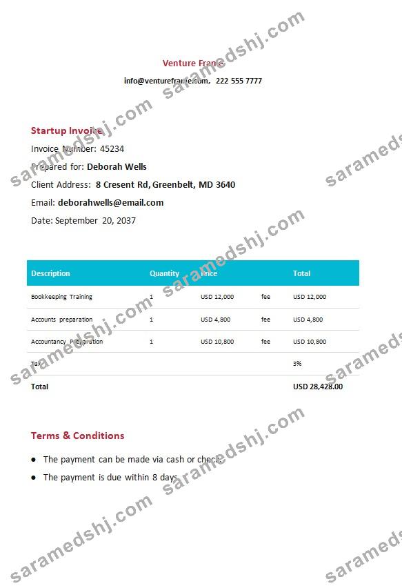Free Startup Invoice Template
